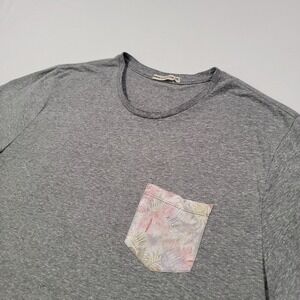 Marine Layer Men Pocket T Shirt XXL 2XL Re-Spun Gray Tropical Leaves Pocket
